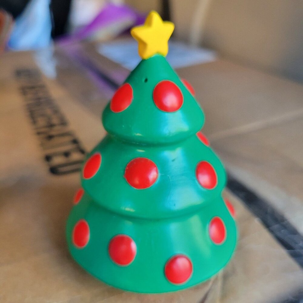 Hallmark Christmas Tree Salt and Pepper Shakers Set 3" Vintage Green